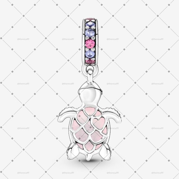 Pandora Murano Glass Pink Sea Turtle Dangle Charm - Picture 2 of 5